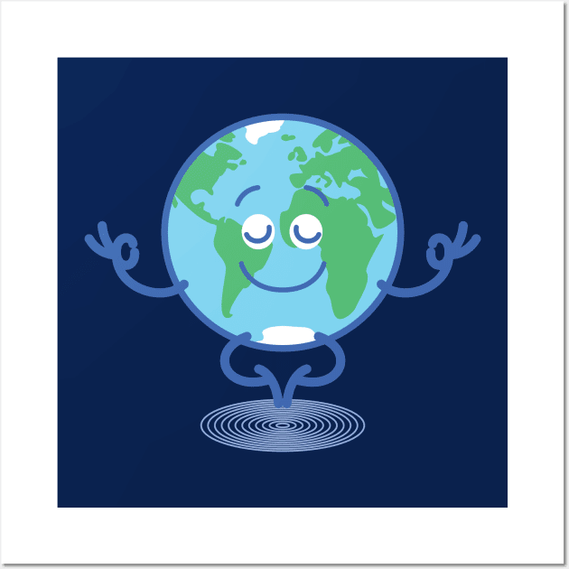 Joyful Planet Earth taking a peaceful time to meditate Wall Art by zooco